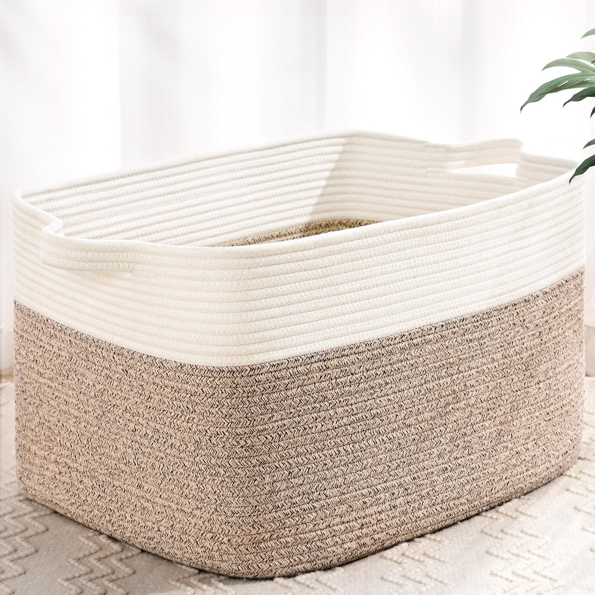 Degeyoyo large blanket basket folded for compact storage and easy reshaping.