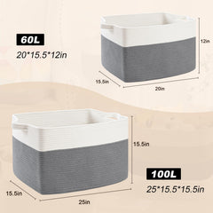Degeyoyo large blanket basket interior filled with blankets demonstrates ample storage.