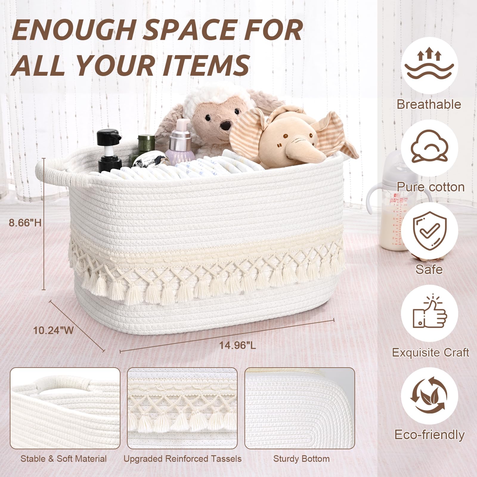 Degeyoyo large woven basket ideal for toys and blankets storage