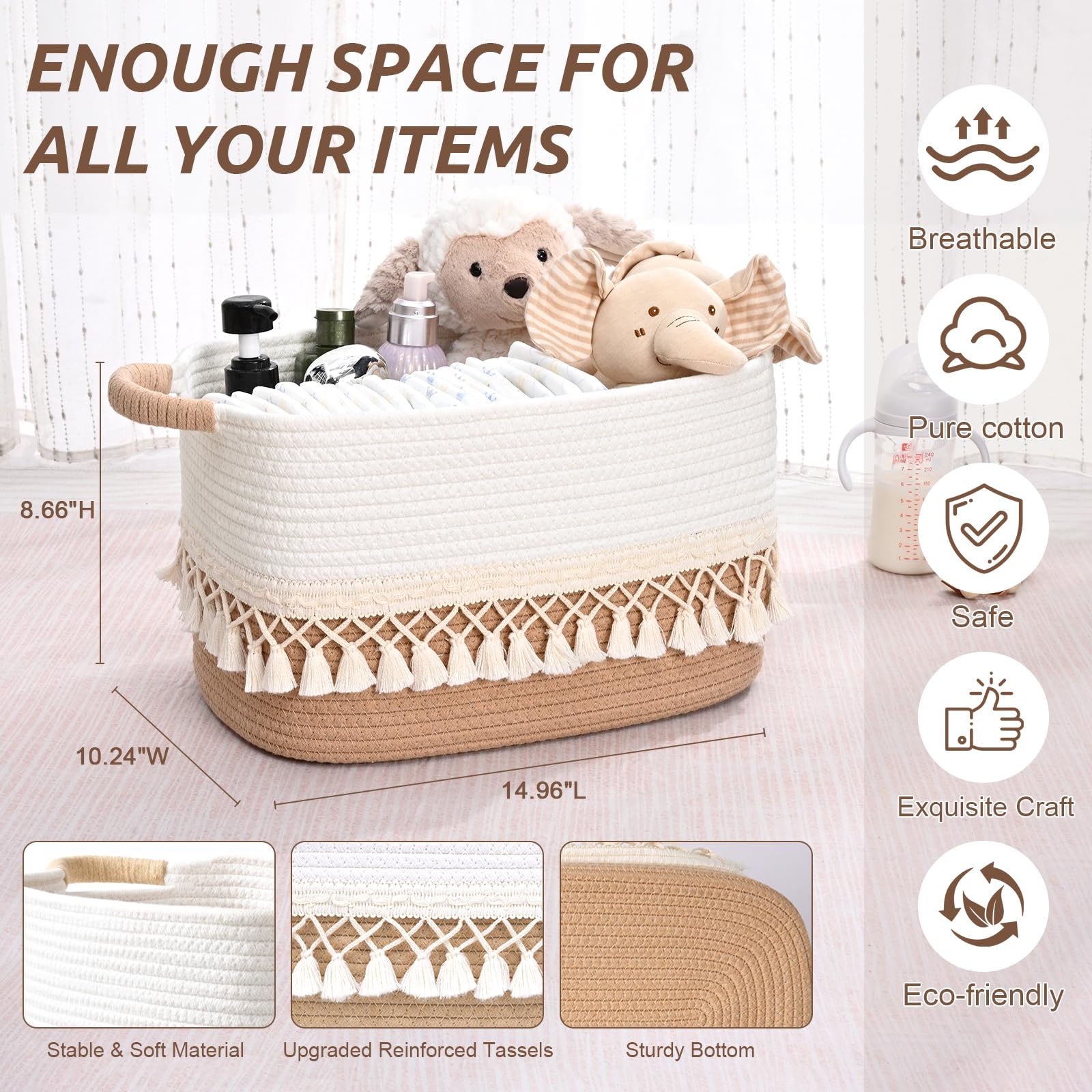 Degeyoyo large woven basket holds towels and blankets to declutter bathrooms or linen closets