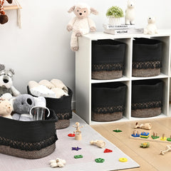 Degeyoyo large woven shelf basket supports cube organizers for towels and books