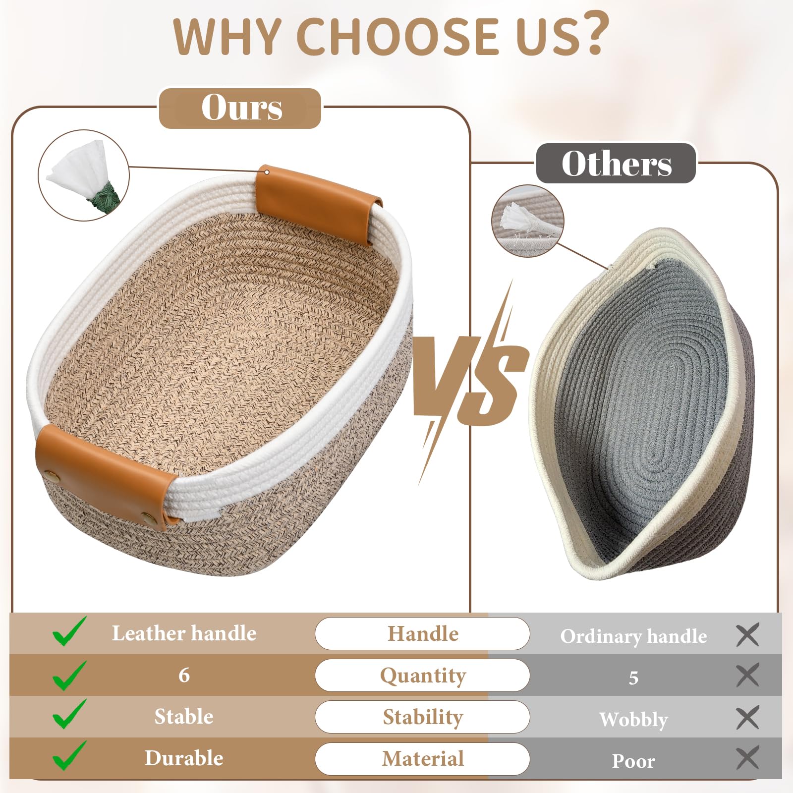 Degeyoyo leather-handle basket demonstrates durable grip for heavier items.