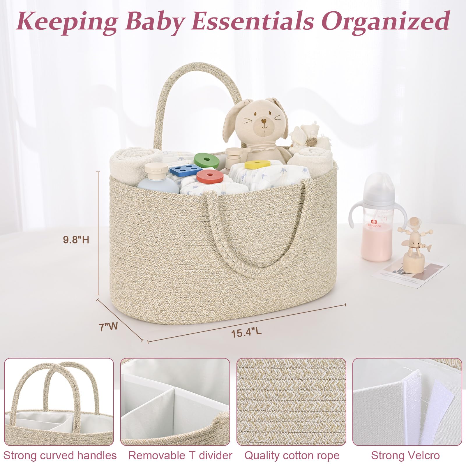 Degeyoyo portable diaper caddy with sturdy handles for moving between rooms.