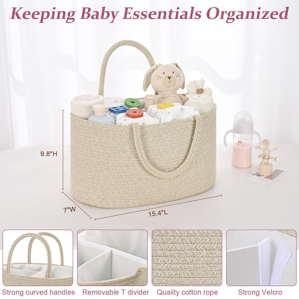Degeyoyo portable diaper caddy with sturdy handles for moving between rooms.