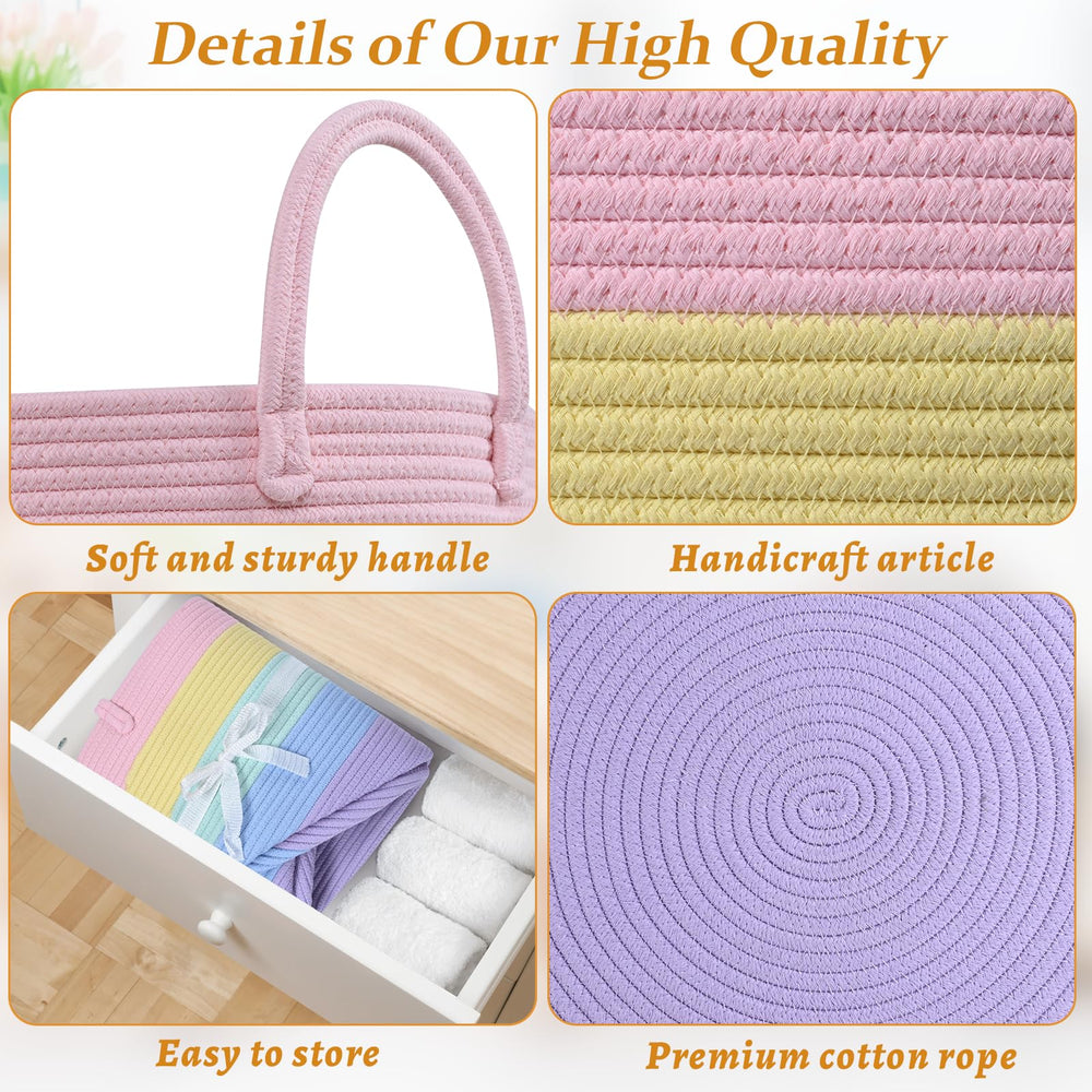 Degeyoyo rainbow storage basket shape-holding design, folds without harming surfaces.