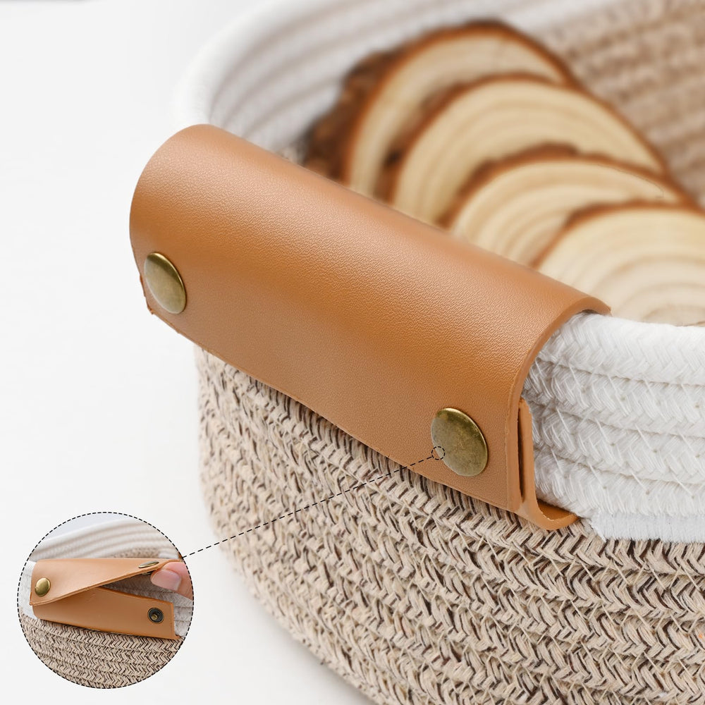 Degeyoyo small woven basket closeup highlights craftsmanship and hidden handles for easy transport.