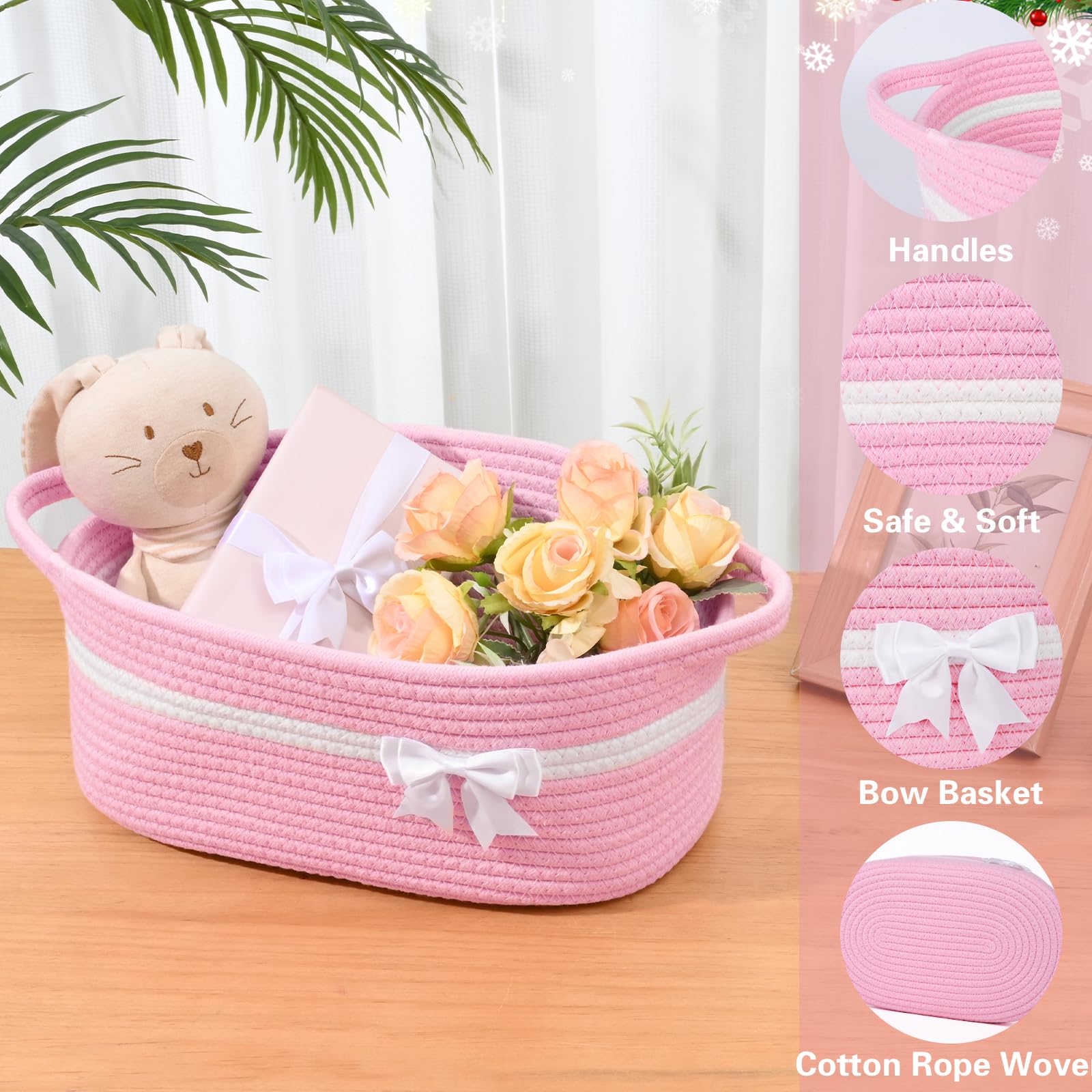 Degeyoyo small woven basket with reinforced handles for easy carrying.