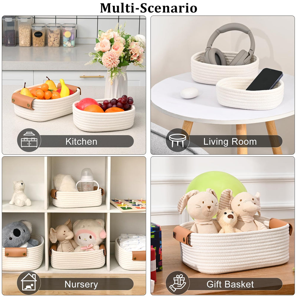 Degeyoyo storage baskets set6 natural cotton rope material is soft and durable.