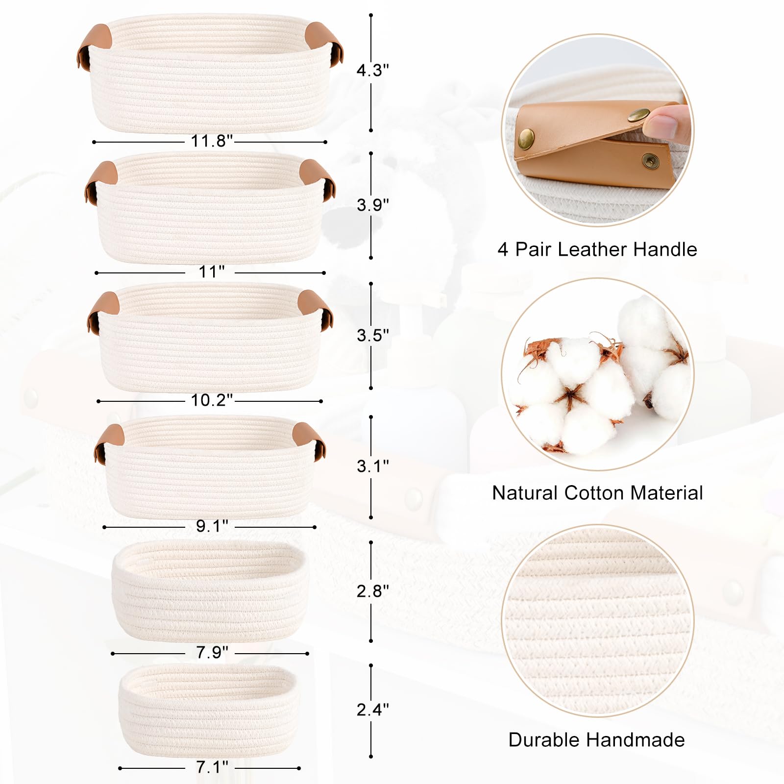 Degeyoyo storage baskets set6 towels cosmetics organization on shelves and vanities.
