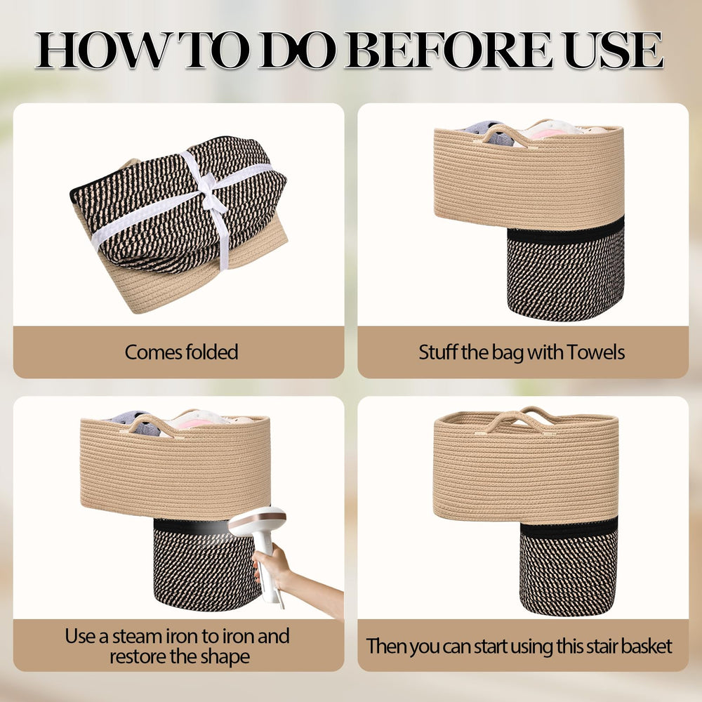 Degeyoyo woven stair basket cupboard-storage mode, easy to stow when unused.