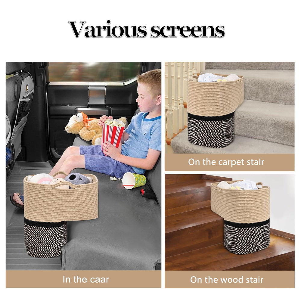 Degeyoyo woven stair basket large capacity, suitable for towels and essentials.