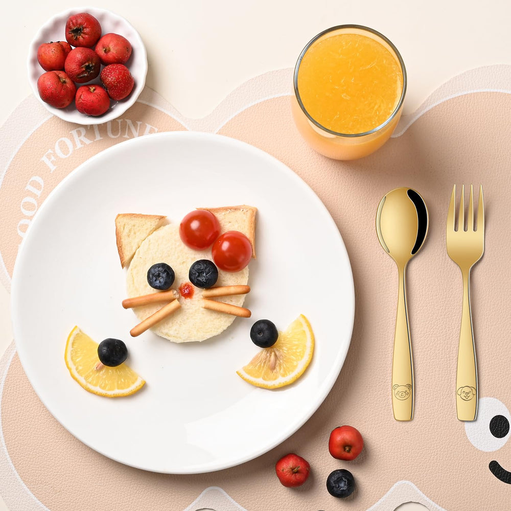 DEHOV Gold toddler utensils set gift-ready packaging supports thoughtful baby showers and birthdays.