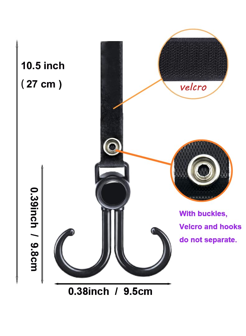 DEIHAALEN stroller hooks swivel 360 degrees for versatile hanging options.