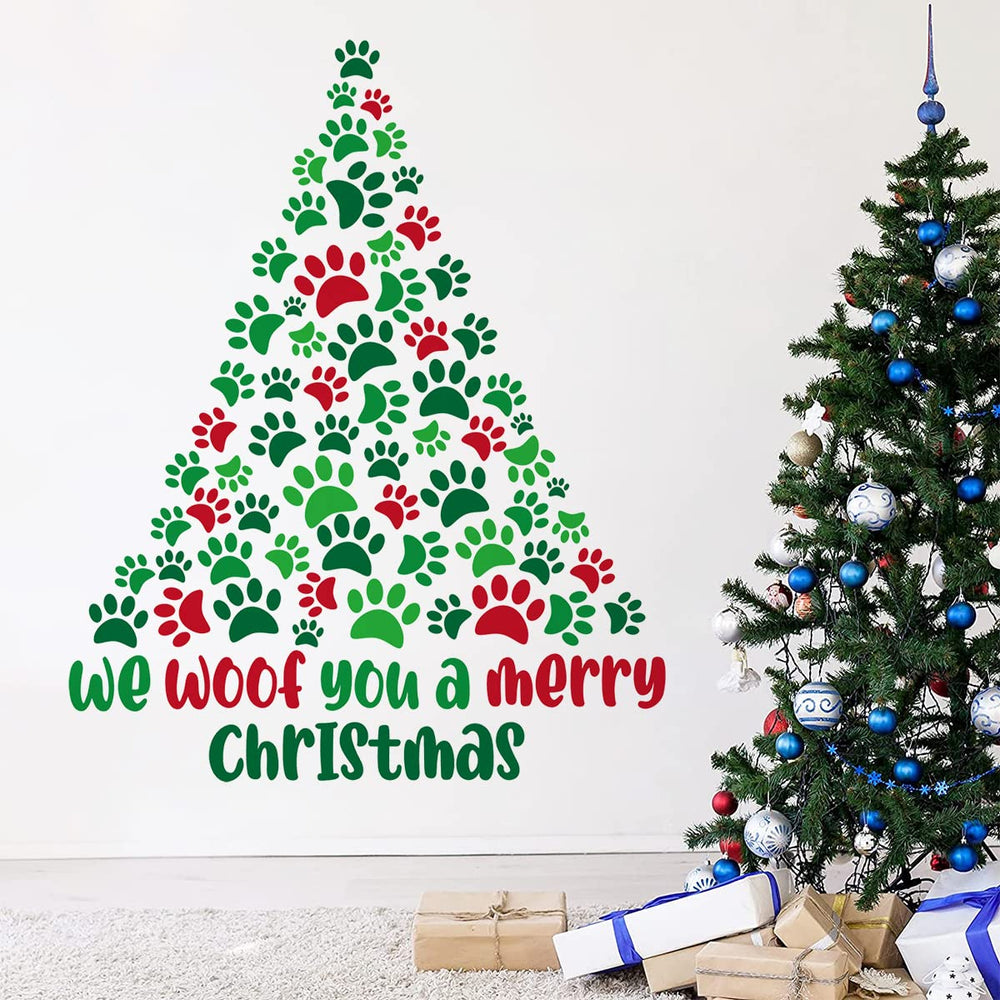 DEIKOKA Christmas tree wall decal giant in green and red enhances holiday ambiance