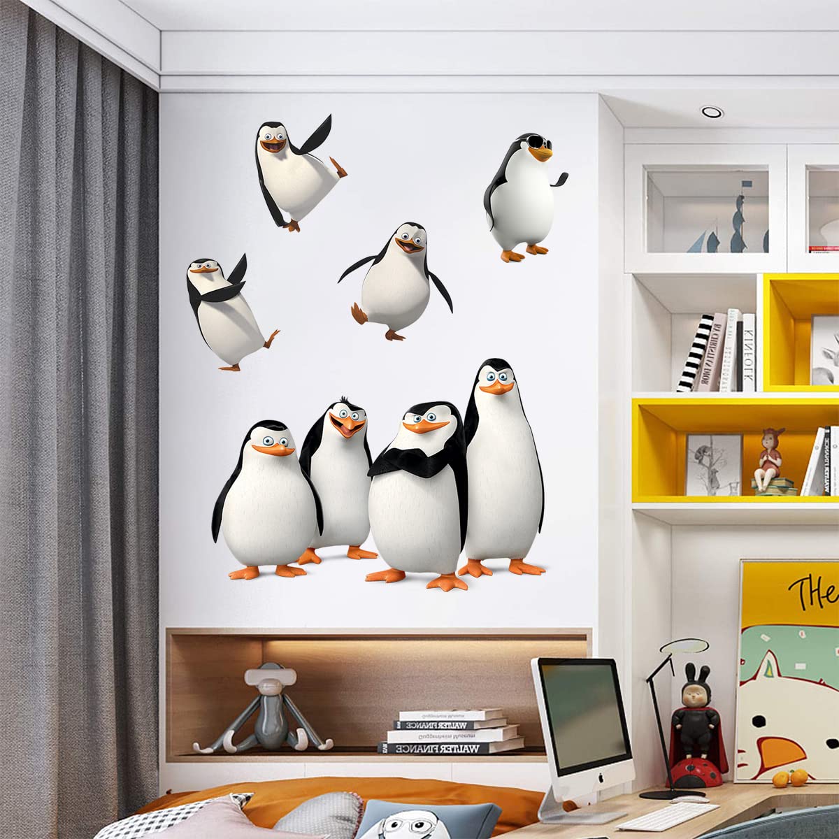 DEIKOKA penguin removable wall decor on smooth surfaces, easy repositioning.