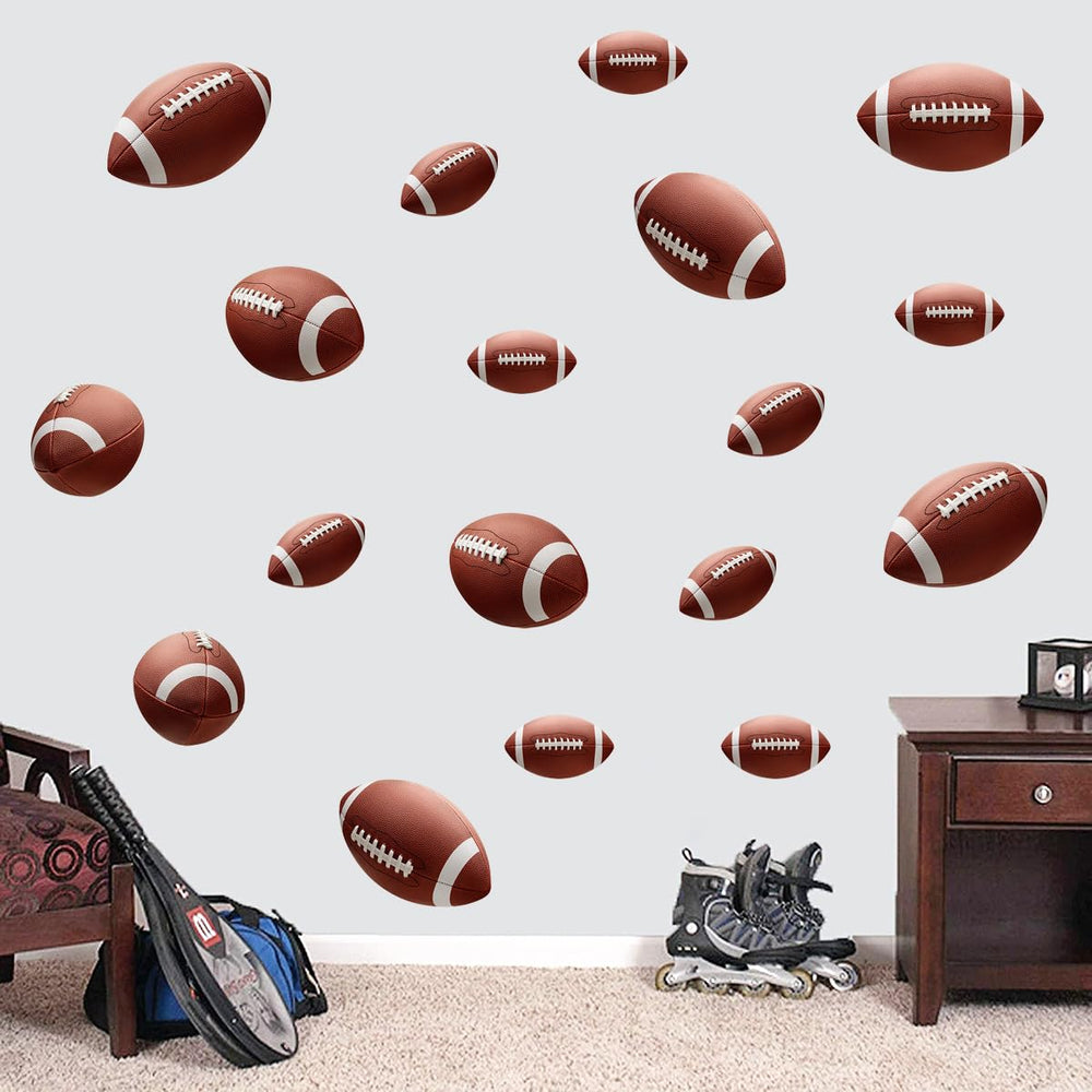DEIKOKA rugby decal on bedroom wall creates energetic decor for kids.