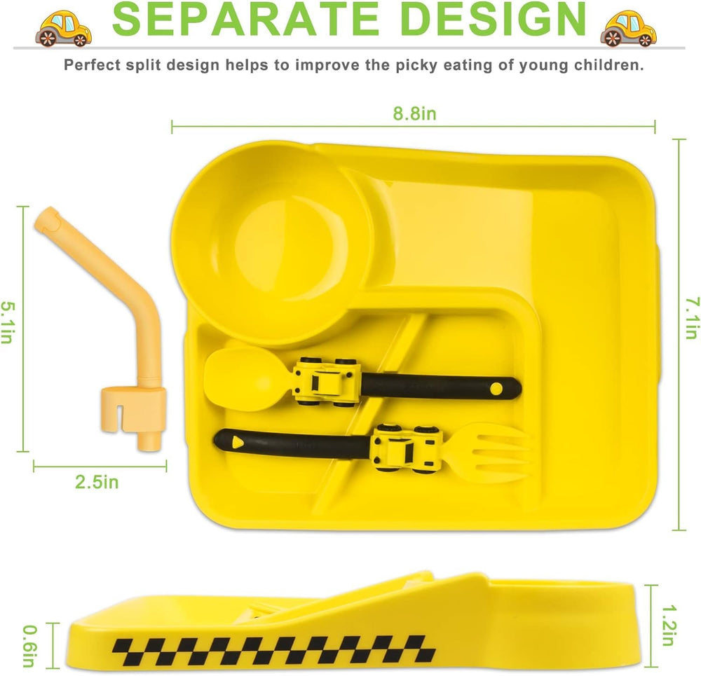 Deinyi Construction Toddler Plates non-slip pads keep plate steady on any surface
