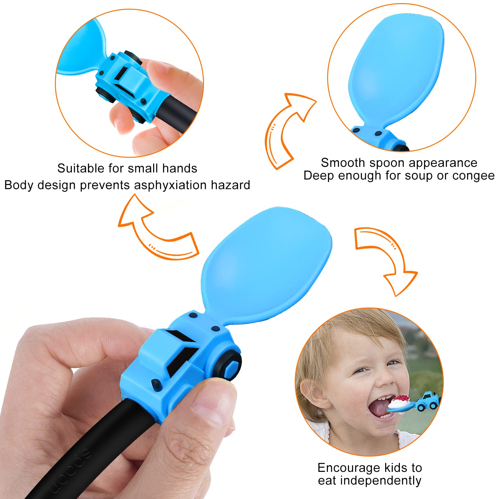 Deinyi construction toddler utensils blue dining set supports daily meals and curiosity.