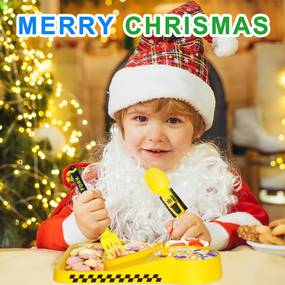 Deinyi Construction Toddler Utensils fork and spoon designed for tiny hands and independent eating.