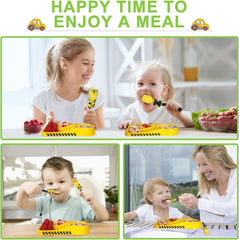 Deinyi Construction Toddler Utensils with forks and spoons for independent feeding
