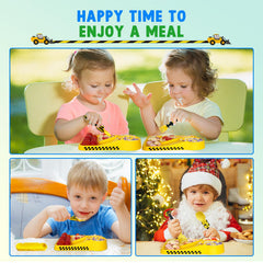 Deinyi Construction Toddler Utensils storage case open keeps utensils organized for school lunches.