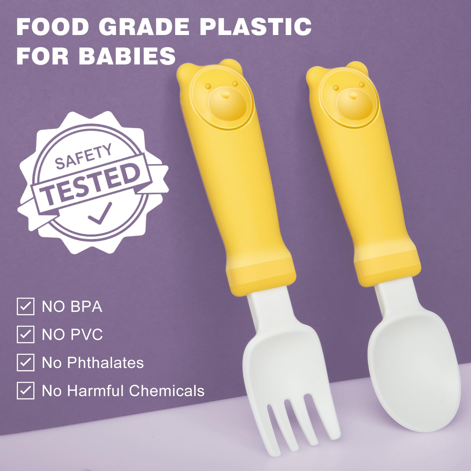 Deinyi toddler utensils no jagged edges for safe, self-feeding
