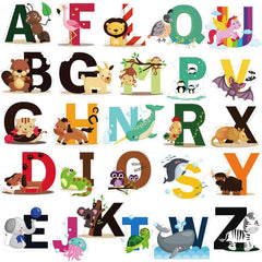 DEKOSH Animal Alphabet Wall Decals showcase colorful letters for a bright nursery.