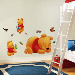 DEKOSH Winnie the Pooh wall decal application shows easy peel-and-stick setup