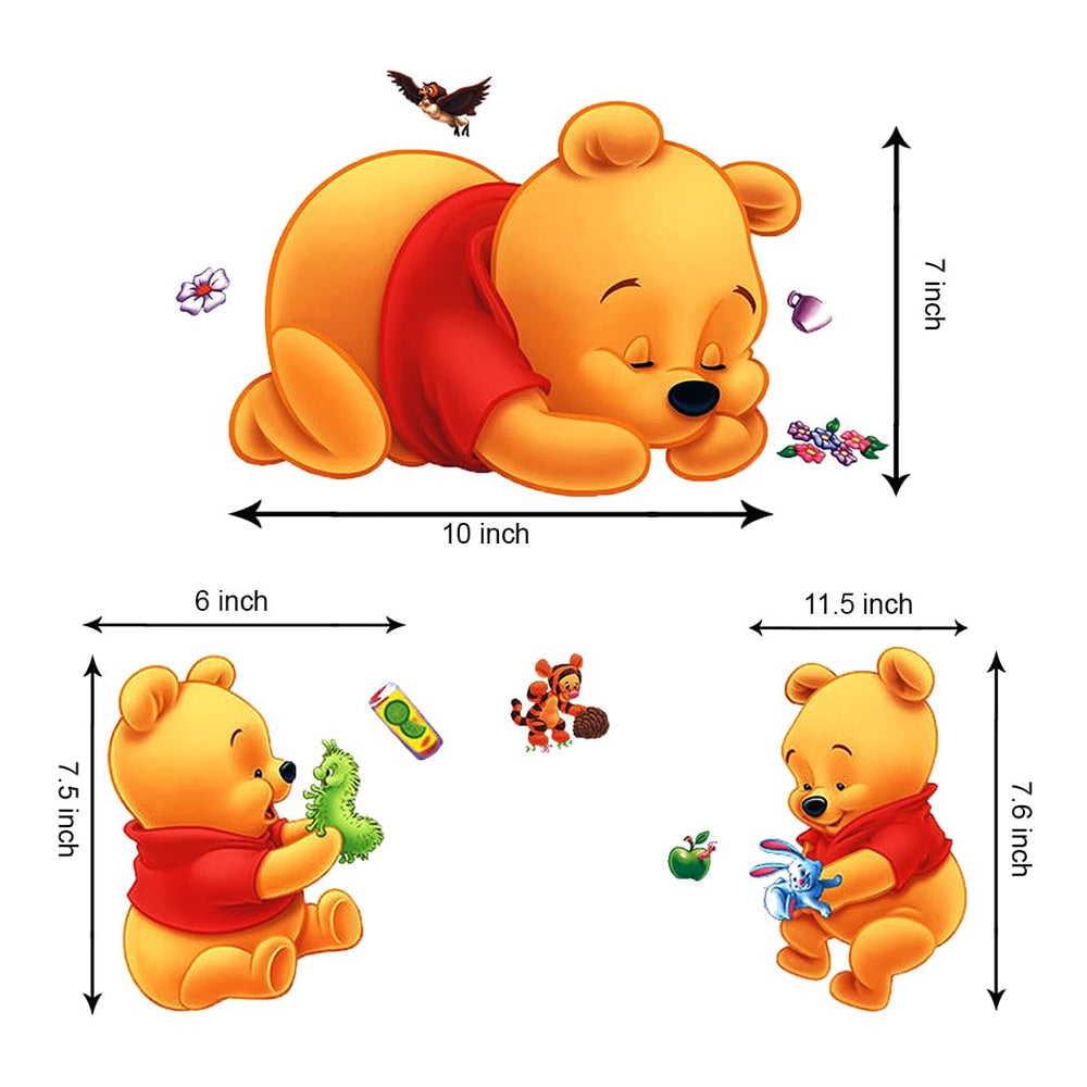 DEKOSH Winnie the Pooh wall decal in a baby nursery creates a soft, playful vibe