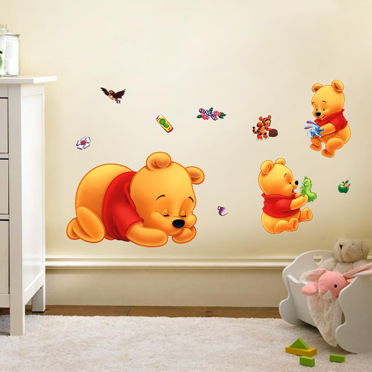 DEKOSH Winnie the Pooh wall decal closeup highlights friendly characters for a cozy nursery