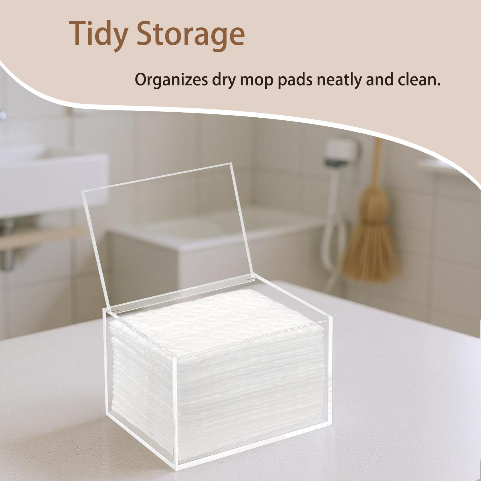 Delipply mop pad storage under-sink location helps declutter cramped cleaning space.
