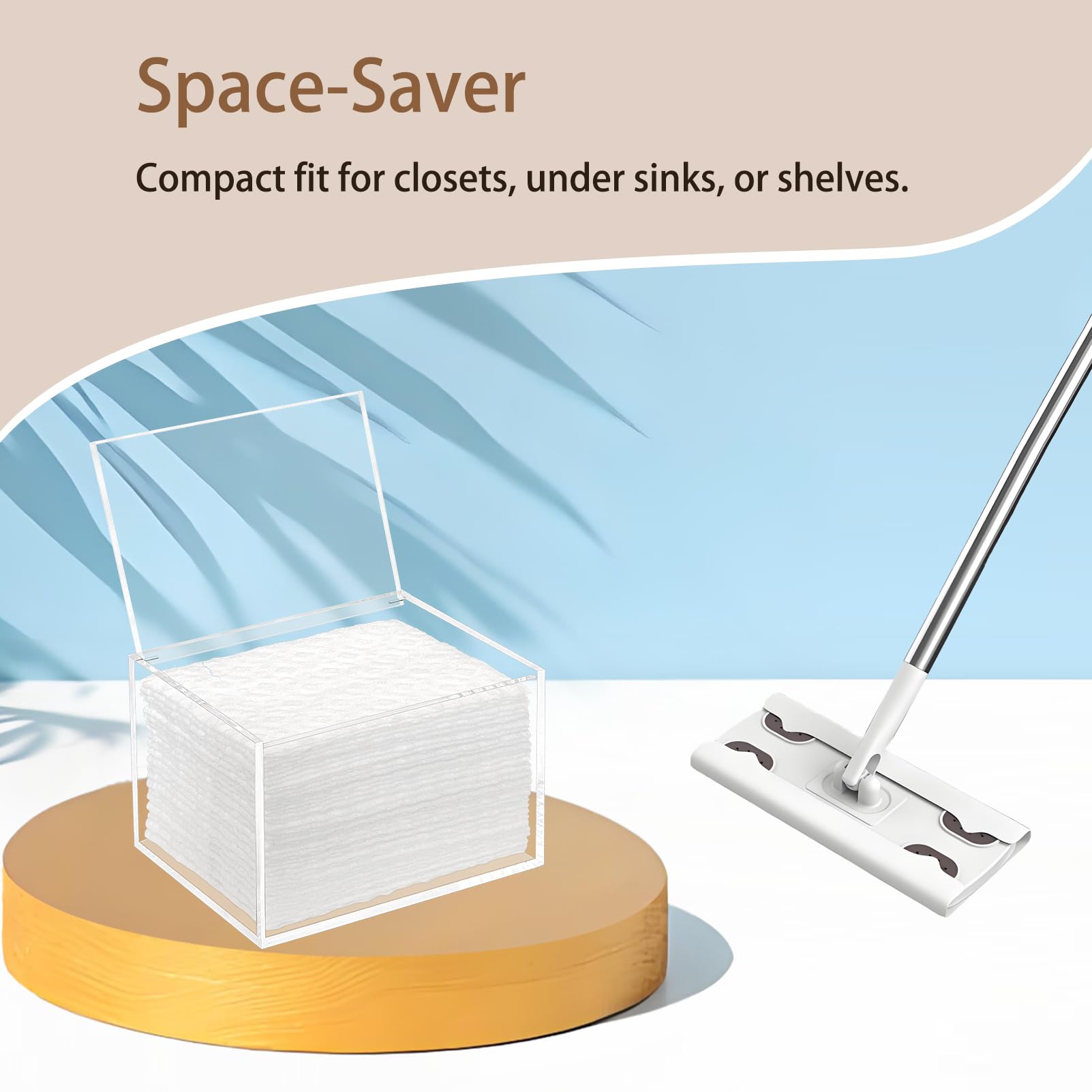 Delipply see-through acrylic keeps pad supply visible at a glance.
