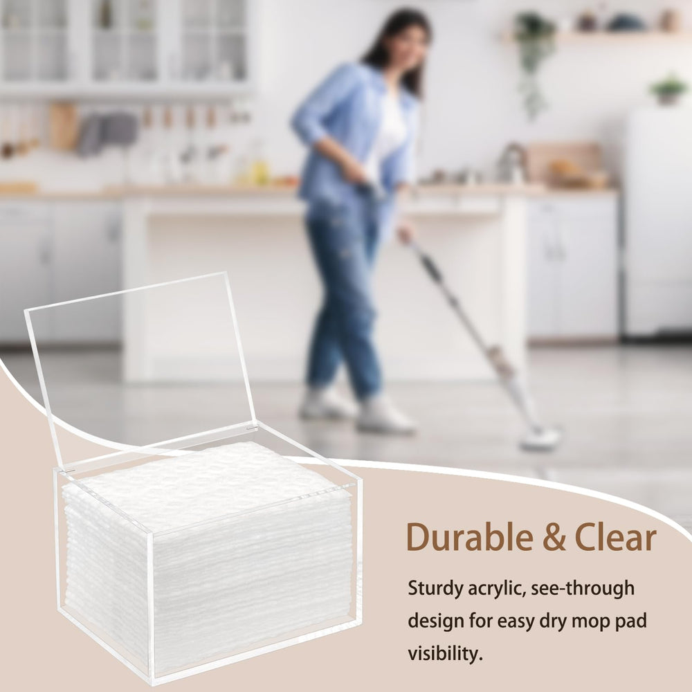 Delipply Mop Pad Holder Container inside view shows tidy storage and quick pad retrieval.