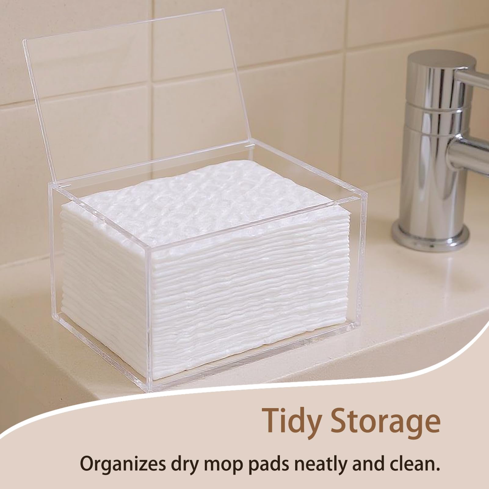 Delipply organized closet or shelf view shows compact, stylish mop pad storage.