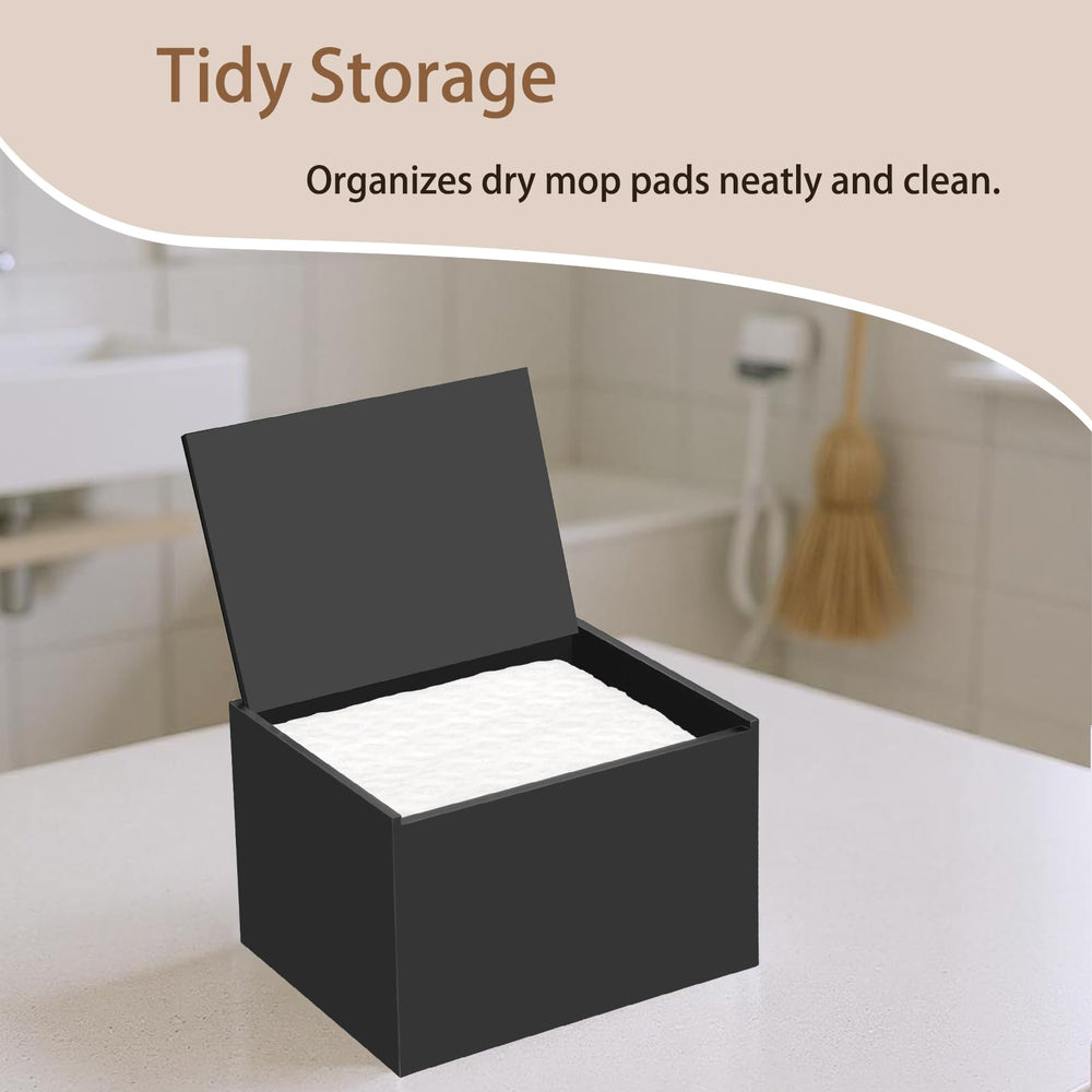 DELIPPLY Mop Pad Holder Container stores in a closet for easy organization.