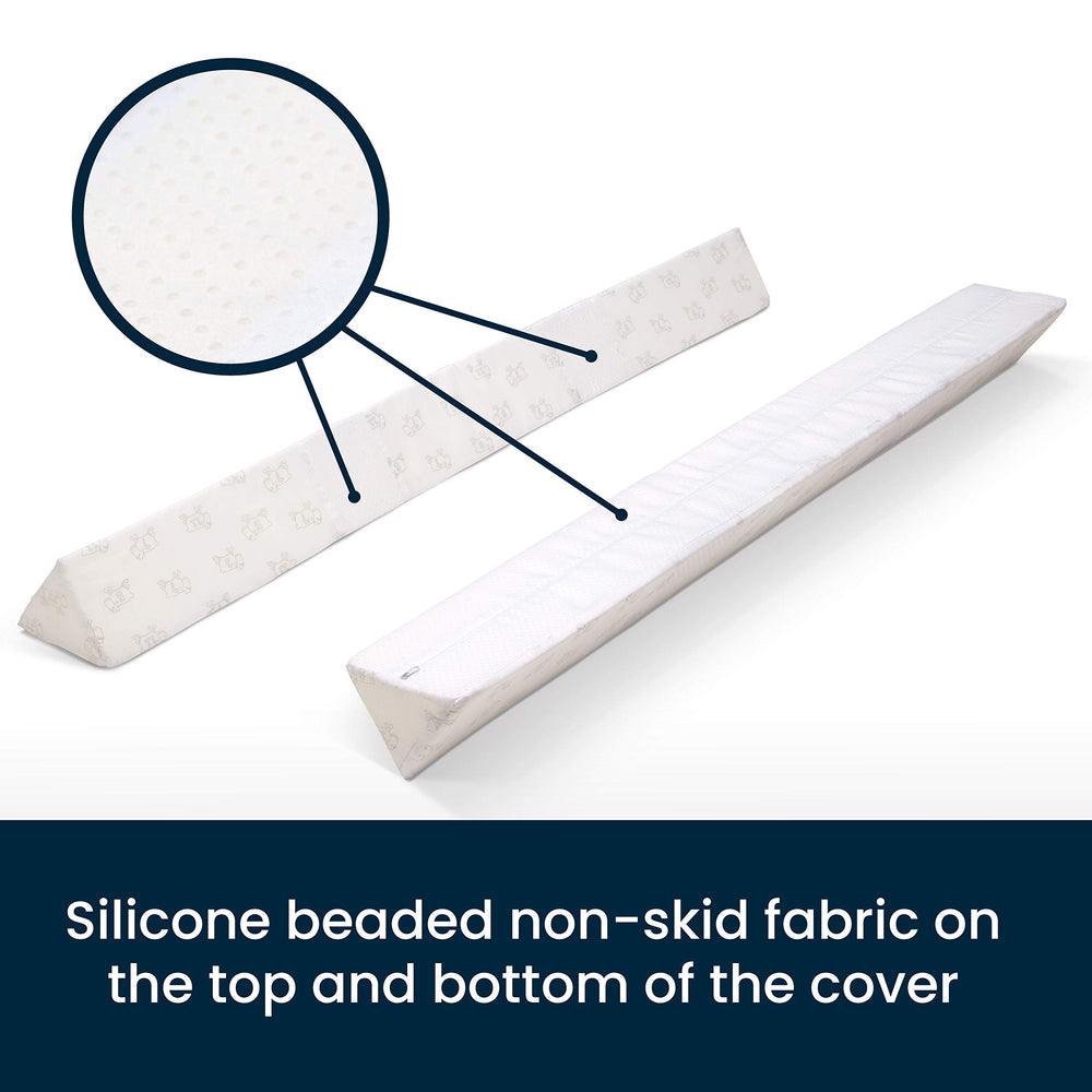 Delta Children bedrail cover is removable and machine washable for simple care.