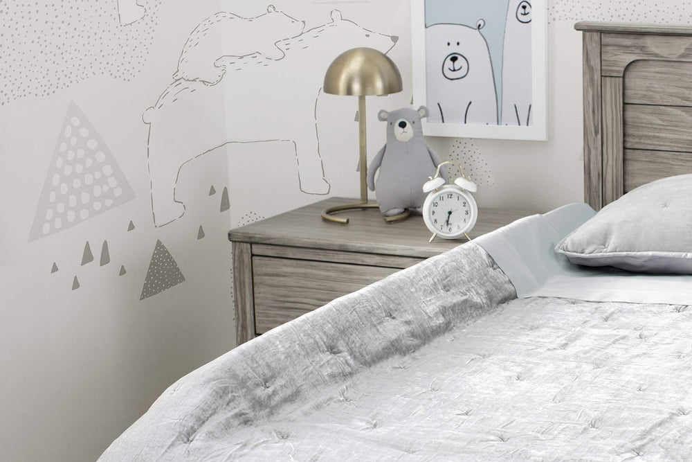 Delta Children bedrail fits twin, full, queen, and king beds for versatility.