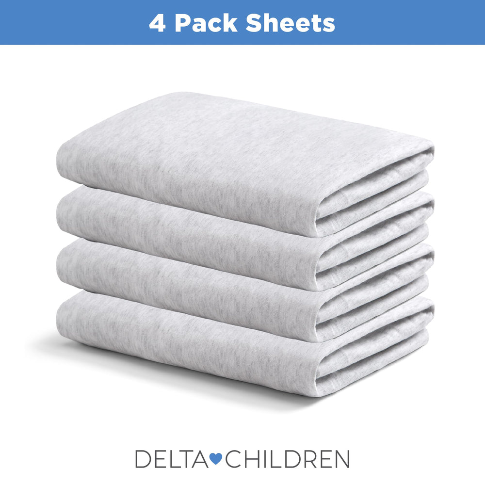 Delta Children mini crib sheet with elastic edges ensures a snug mini mattress fit