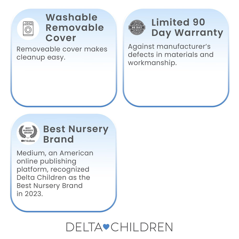 Delta Children sheets are machine-washable for simple nursery laundry care