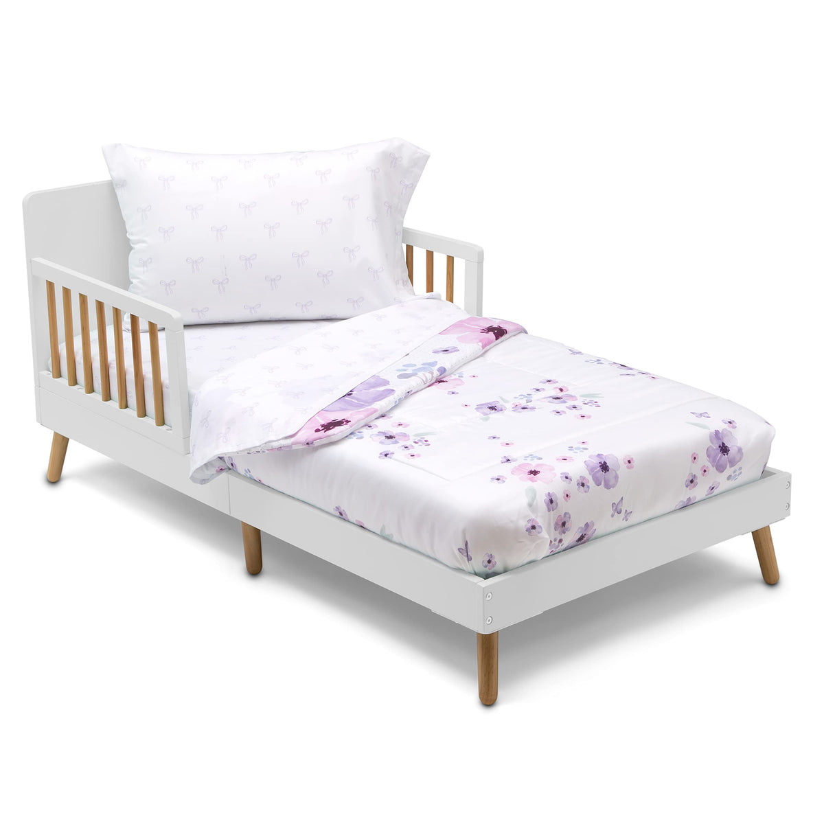 Delta Children Purple Bouquet 4-Piece Bedding Set — reversible comforter for versatile styling and quick changes.