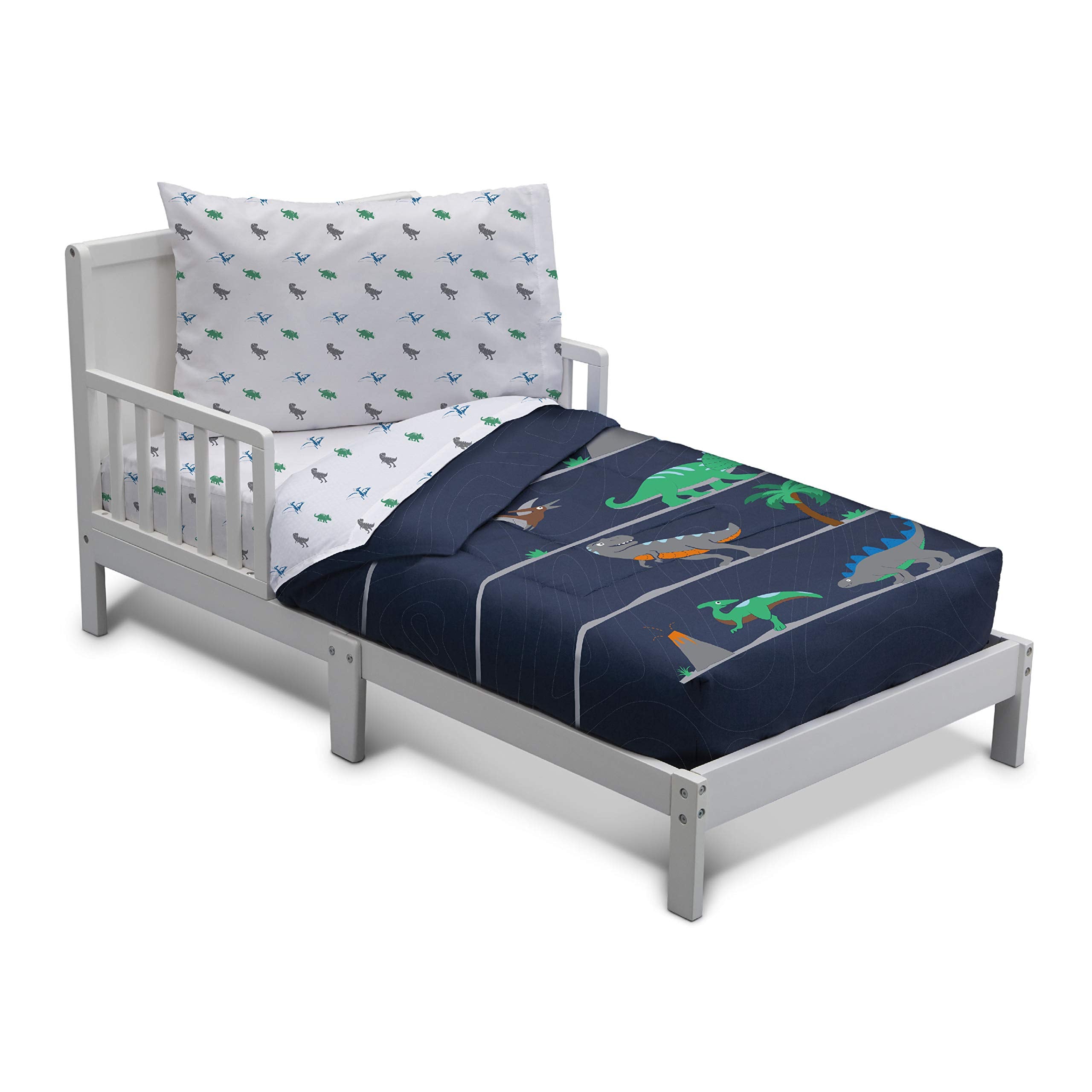 Delta Children reversible comforter with elastic bottom stays in place for easy bed-making.