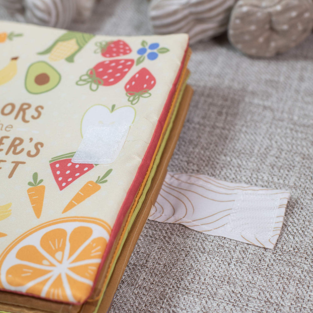 DEMDACO Farmers Market Bright Colors soft pages closeup for comforting reading.