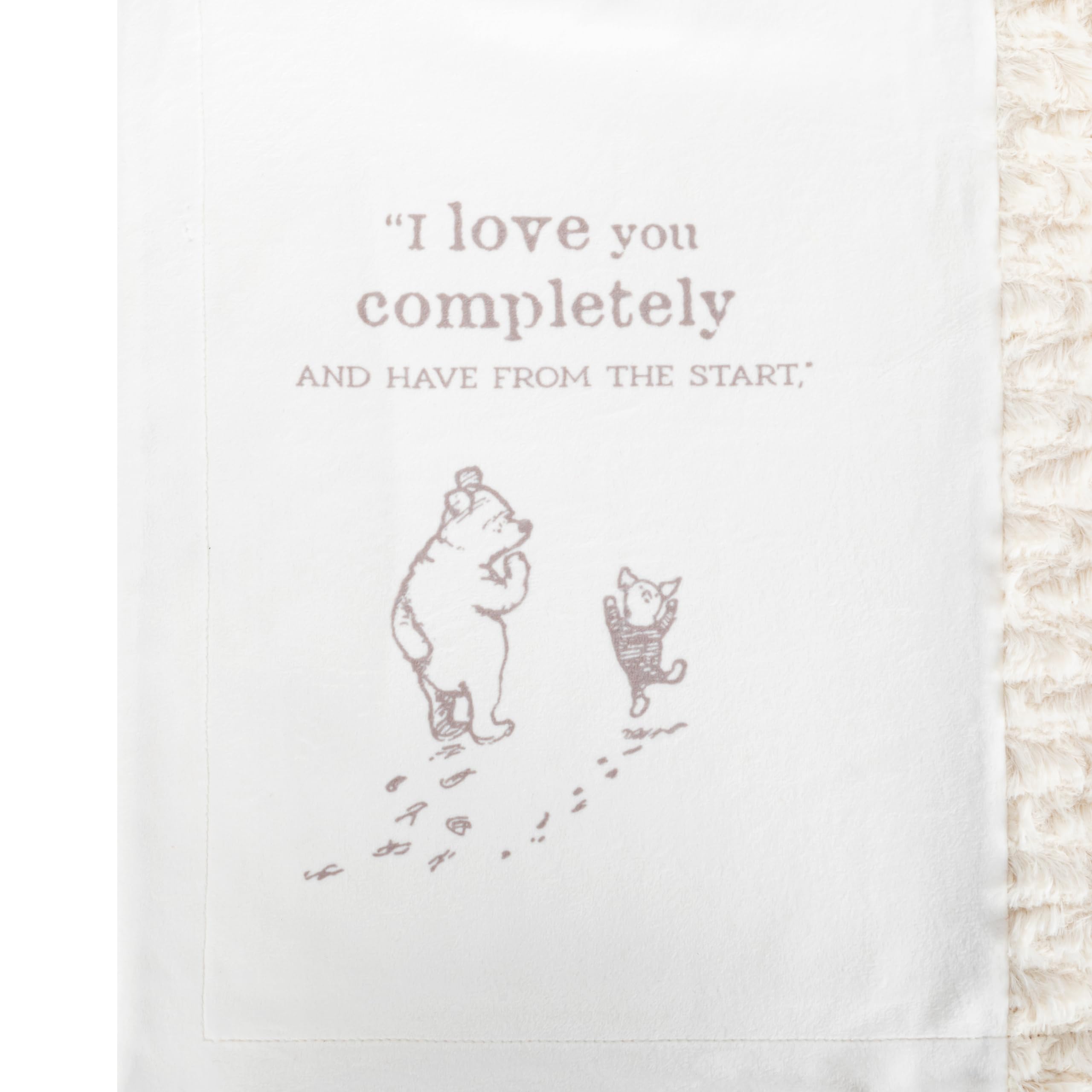DEMDACO Pooh Classic Yellow Bear blanket packaging, ready for gifting at baby showers.