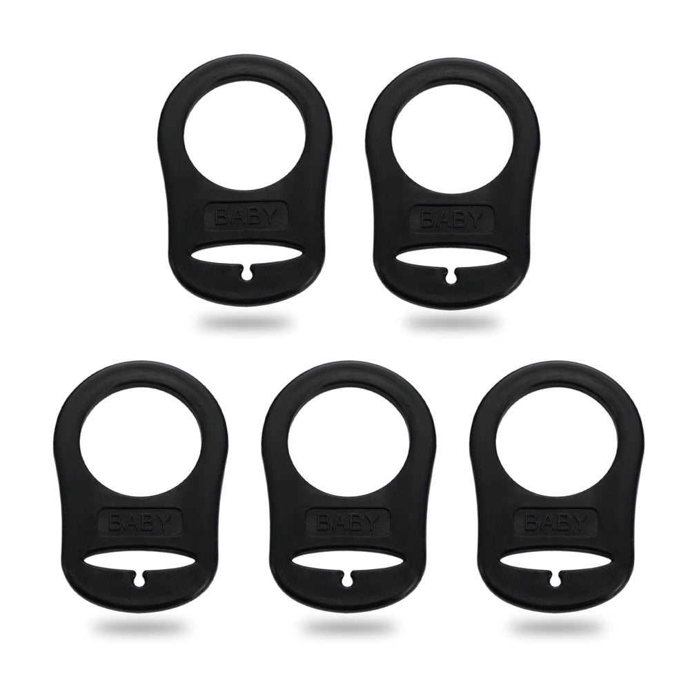 Demearly 5-pack black pacifier clip package keeps essentials organized.