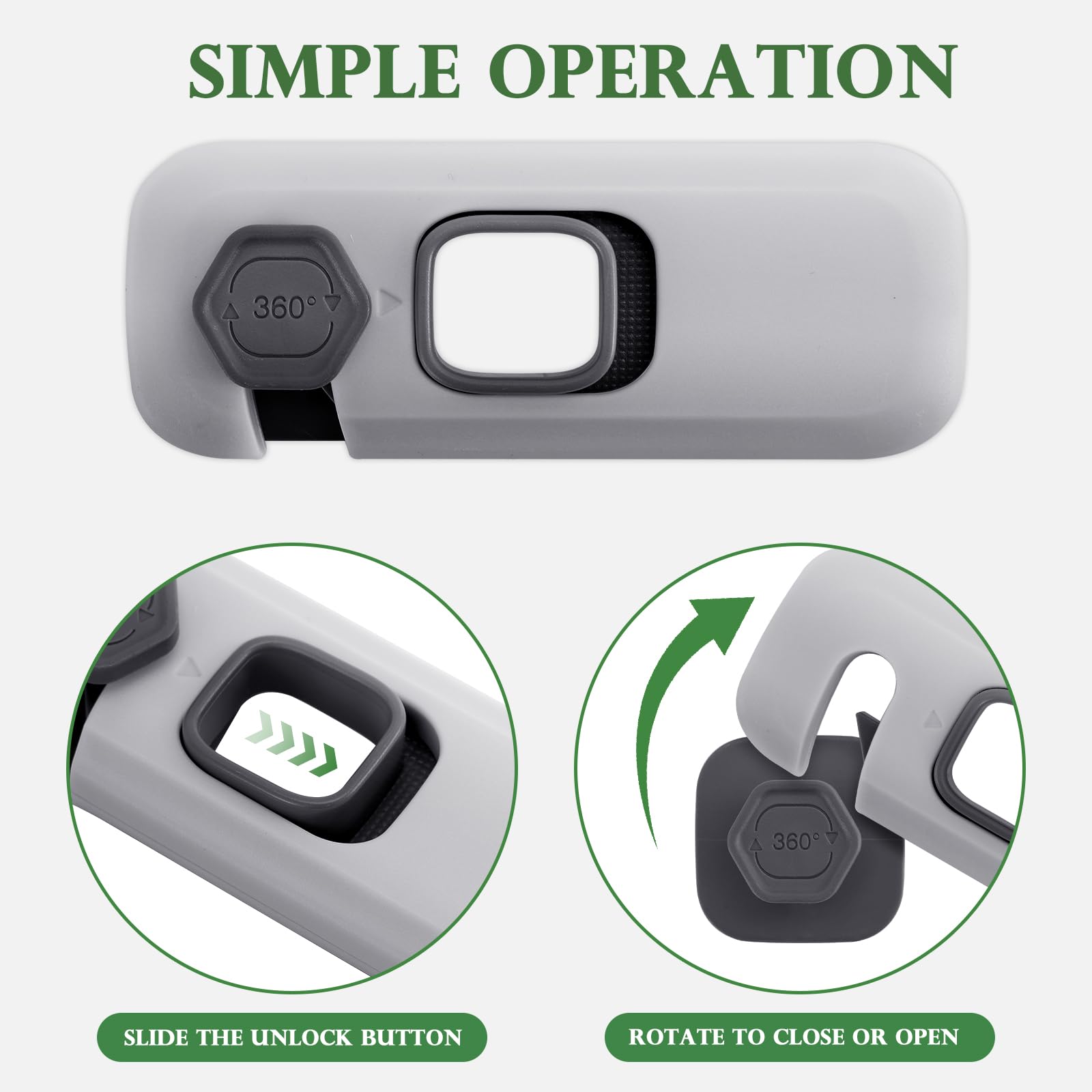 DENENTT-grey cabinet-lock close-up showcases discreet integration with existing decor.