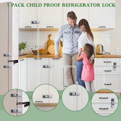 DENENTT installed on drawer and cabinet demonstrate quick, tool-free safety for curious kids.
