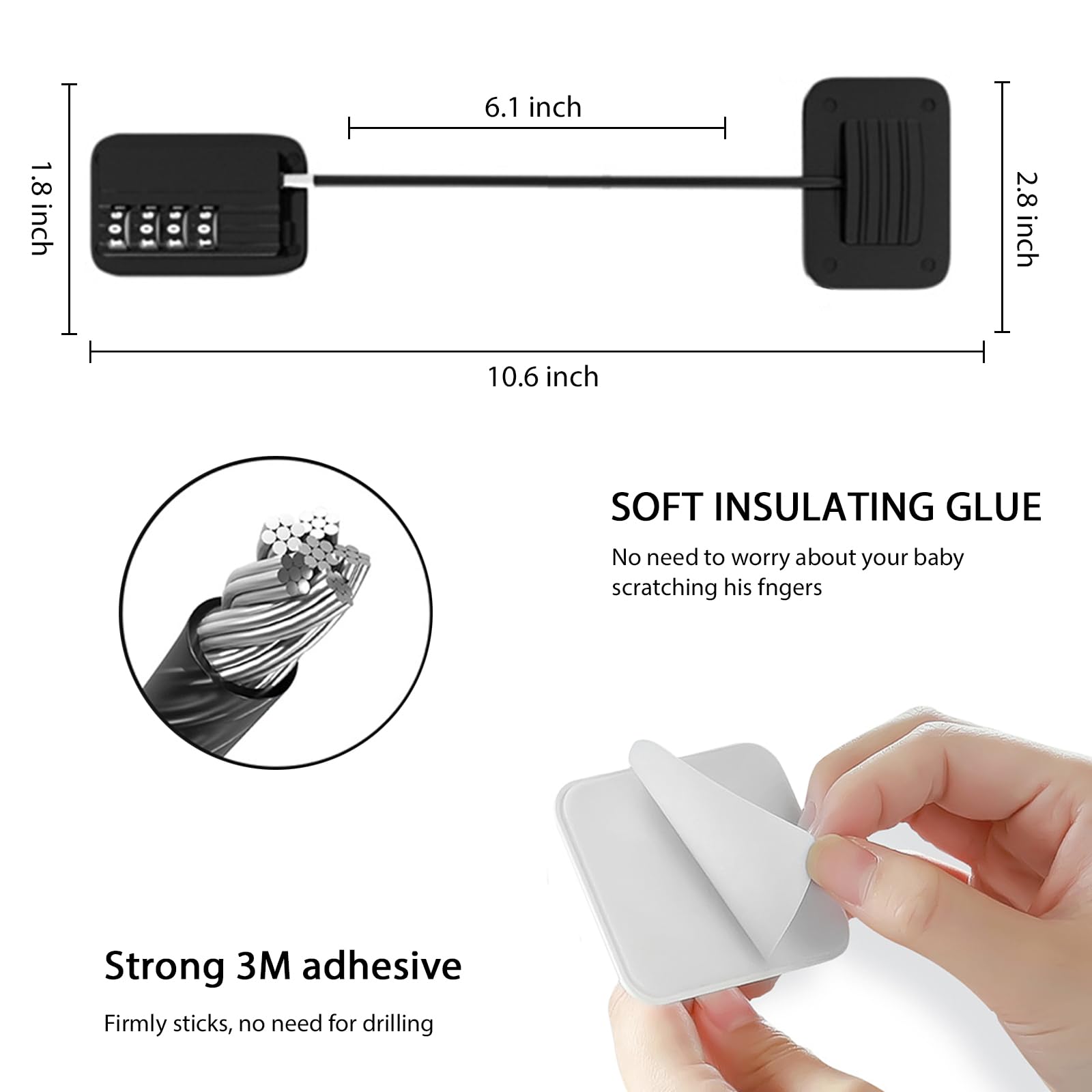 DENENTT refrigerator lock durable materials close-up highlighting steel wire
