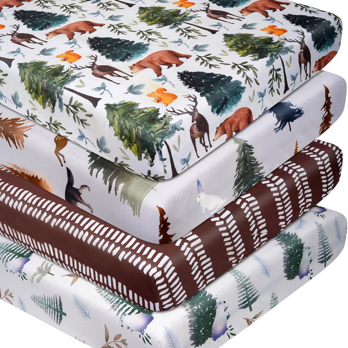 DengFengLai bears and jungle crib sheet set adds cozy style for naptime.