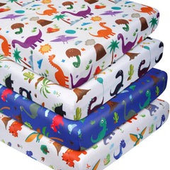 DengFengLai dinosaur crib sheets 4-pack packaging for quick changes.