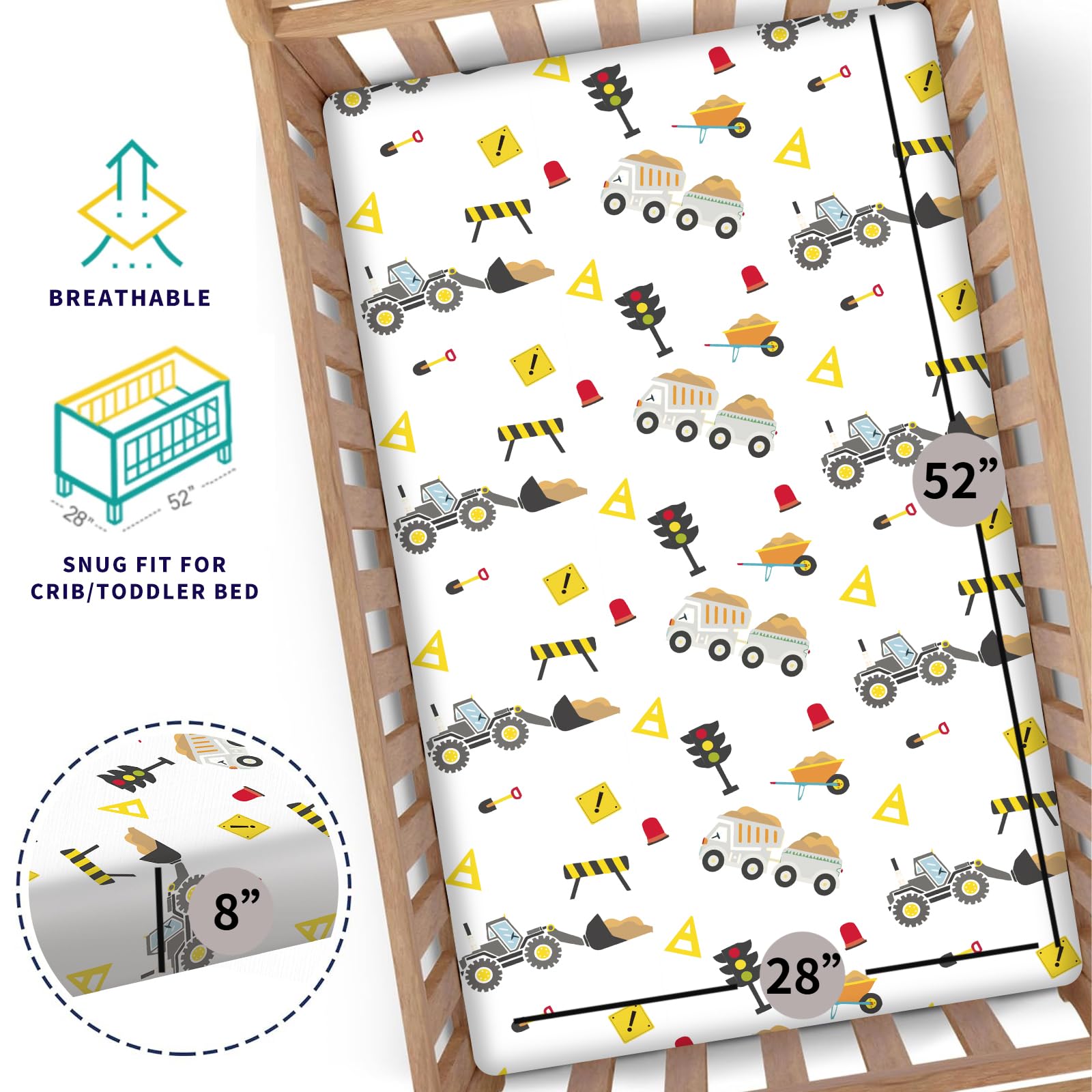 DengFengLai trucks pattern crib sheet for durable, playful sleep